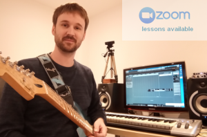 Zoom lessons guitar, bass or music production Tom Hunt