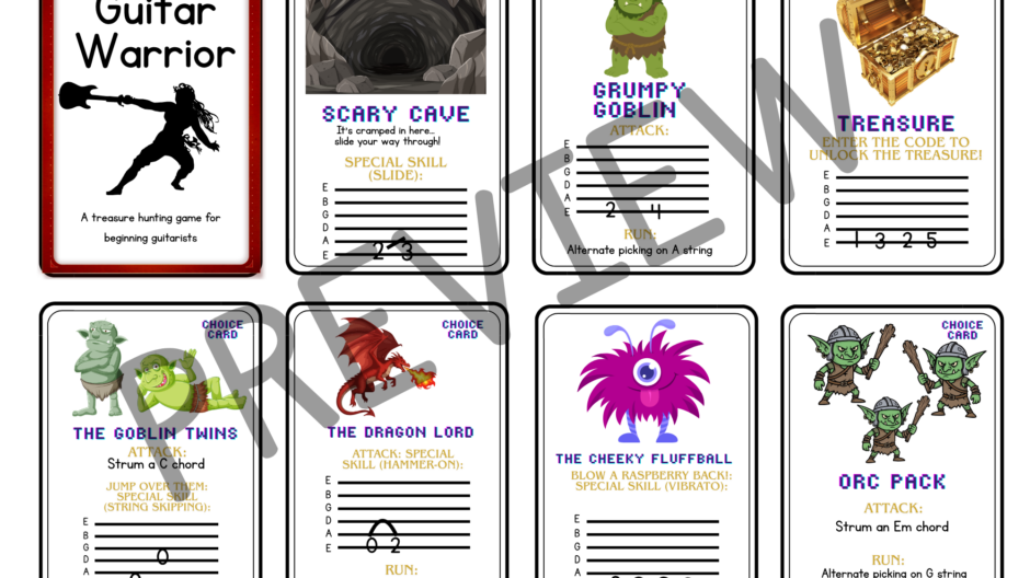 Guitar Warrior Flash Card Game Tom Hunt Easy Guitar